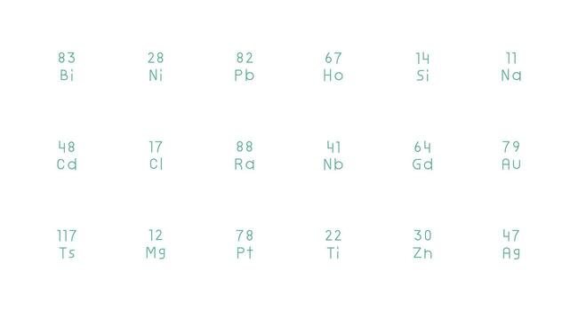 18 Atomic Number Icons in Minimal Line Aesthetic Interface Icon Collection vector