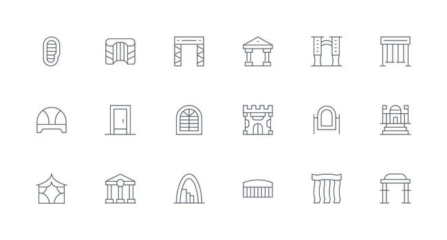 Archway featuring 18 Icons in Minimal Line Design Full Icon Library for UI Designers vector
