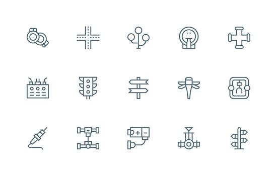 Junction Visual Pack containing 15 Regular Line Icons Interface Icon Collection for Daily Projects vector