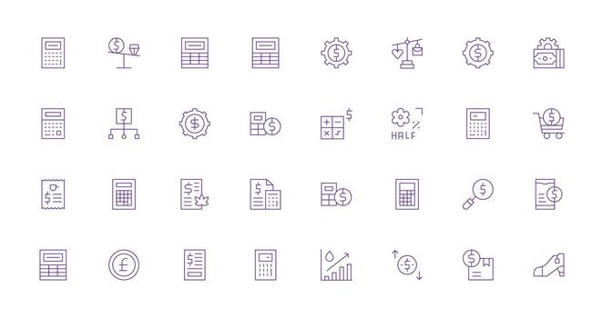 32 Delgado línea íconos para costo gráficos estilo icono conjunto vector