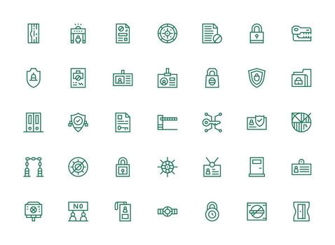 Access Control Design Icons featuring 35 in Regular Clean Line Style Essential Icons for Rapid UI Building vector