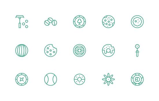 15 Regular Line Style Icons from Round Collection Scalable Icons for Cross-Platform Interfaces vector