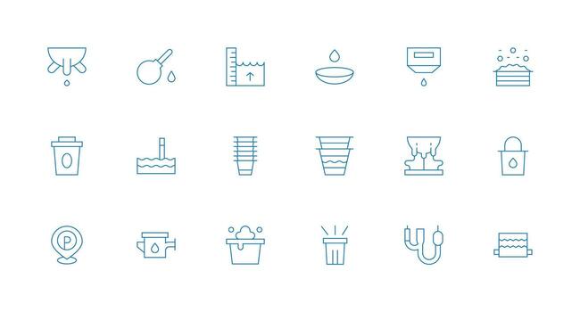 Overflow Set with 18 Minimal Line Icons Scalable Icons for All Themes vector