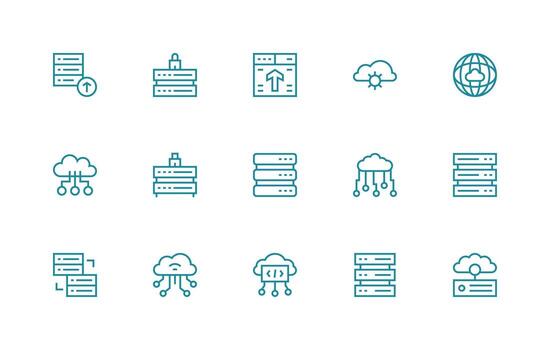 15 Regular Line Icons for Hosting Graphics Design Icon Pack vector