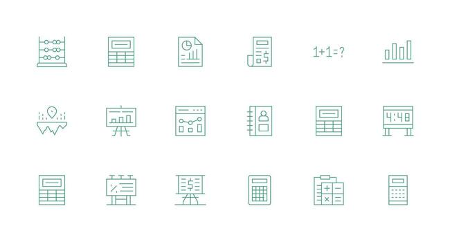 18 íconos para números en mínimo línea formato organizado paquete para proyecto bienes vector