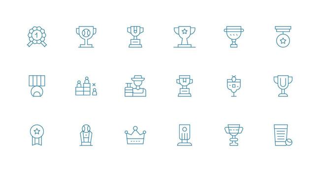 18 Icons for Winner in Minimal Line Format Clean Icon Set Icon Pack for UI Projects vector