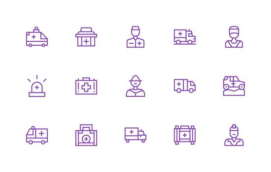 Paramedic Visual Pack containing 15 Regular Line Icons Clean Icon Set Icon Pack for UI Projects vector