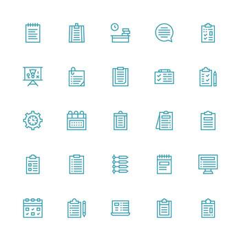 25 íconos para Tareas en medio carrera contorno formato rápido acceso íconos para ui desarrollo vector