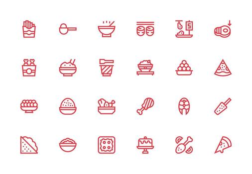 Thick Line Line Icons from Portion Set with 24 Vectors Icon Set for Web
