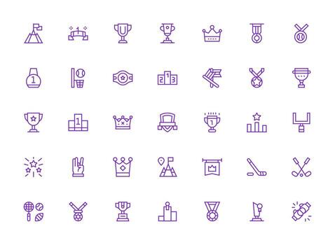 35 Icons for Victory in Regular Clean Line Format Flexible Icon System for Web Interfaces vector