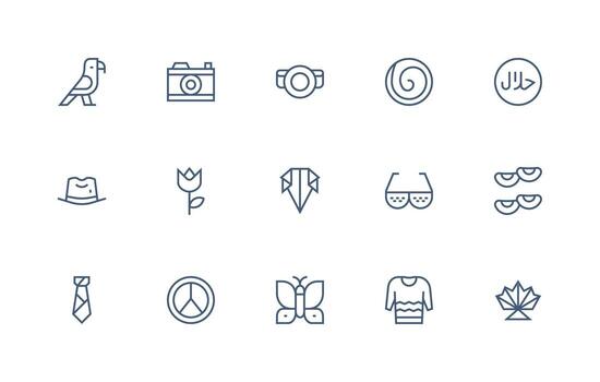 Monochrome Icon Set with 15 Regular Line Graphics Professional Icon Pack for Development Work vector