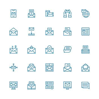 25 medio carrera contorno diseños para bandeja de entrada íconos limpiar icono colección para web utilizar vector