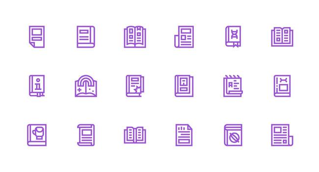 Manual Icon Collection with 18 Strong Stroke Line Designs Quick Access Icons for UI Development vector