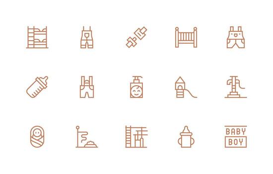 regular línea estilo niñito íconos con 15 vectores interfaz icono colección para diario proyectos