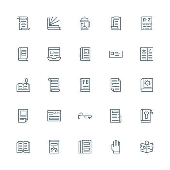 25 Medium Stroke Outline Vectors for Manual Theme Minimal Icon Set for Interface Projects