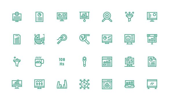 visualización diseño íconos presentando 28 en negrita línea estilo esencial íconos para rápido ui edificio vector