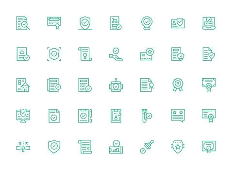regular limpiar línea estilo validado íconos con 35 vectores de confianza íconos para todas interfaces