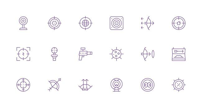 Minimal Line Style Aiming Icons with 18 Vectors Fully Editable Icon Set for Web