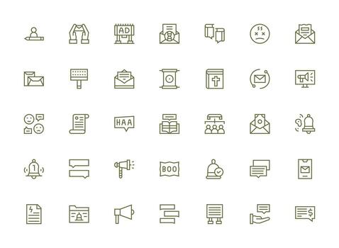 Message featuring 35 Icons in Regular Clean Line Design Smart Icon Collection vector