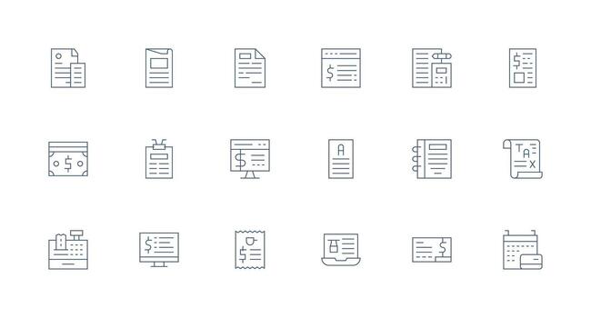 Minimal Line Style Invoice Icons with 18 Vectors Icon Collection Set