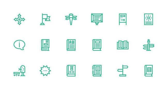Guide Icon Set with 18 Strong Stroke Line Graphics Complete Icon Bundle for Web Design vector