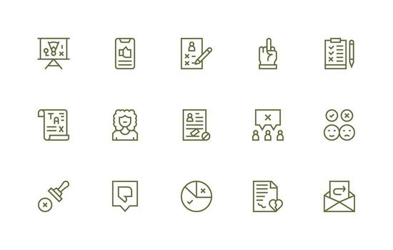 Rejection featuring 15 Icons in Regular Line Design Icon Collection Set vector