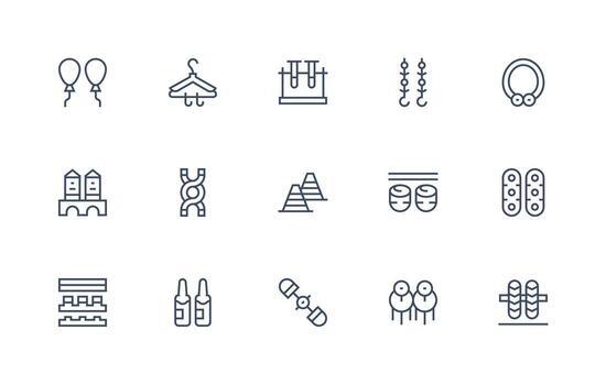 Double Set with 15 Regular Line Icons Style Icon Set vector
