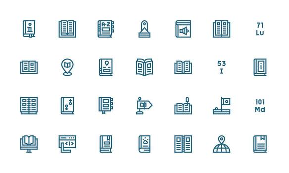 28 íconos para referencia en negrita línea formato núcleo icono colección para diario Tareas vector