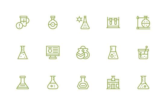 Regular Line Icons from Beaker Set with 15 Vectors All Device Compatible Icon Set