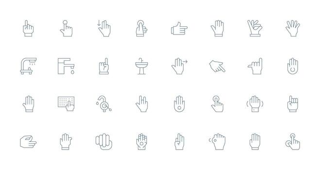 32 Tap Icons in Thin Line Aesthetic Clear and Concise Icon Set Collection vector