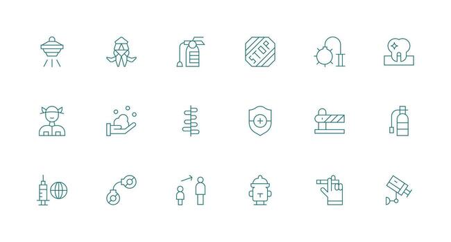 Prevention Icon Set with 18 Minimal Line Graphics Simple Icon Pack vector