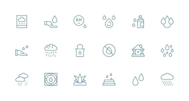 Minimal Line Icons from Moisture Set with 18 Vectors Complete Icon Bundle for Web Design