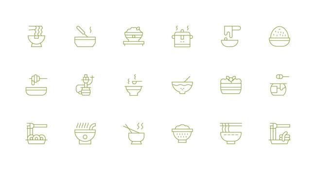 Bowl Set with 18 Minimal Line Icons Neat Icon Set vector