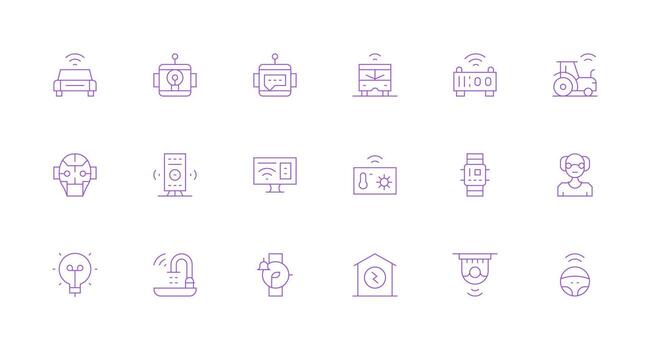 inteligente icono conjunto con 18 mínimo línea gráficos sencillo icono paquete vector