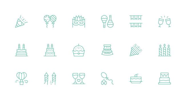 Minimal Line Style Celebration Icon Icons with 18 Vectors Minimal Icon Set for Interface Projects
