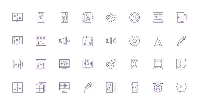 32 Thin Line Icons for Volume Graphics Editable Icon Collection vector