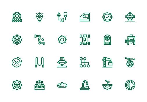 Mechanism Icon Collection with 24 Thick Line Line Designs Interface Icons for Daily Use vector