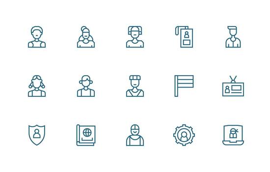 15 Identity Icons in Regular Line Aesthetic Quick Access Icons for UI Development vector