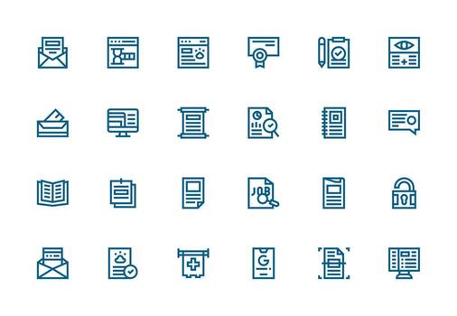 24 grueso línea línea vectores para documento tema agudo íconos para presentaciones