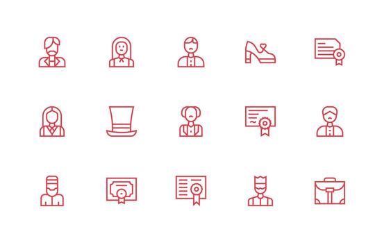 Formal Set with 15 Regular Line Icons Reliable Icons for All Interfaces vector