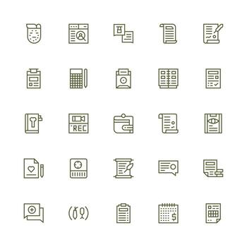 Record Icon Set with 25 Medium Stroke Outline Graphics Interface Icon Collection for Daily Projects vector