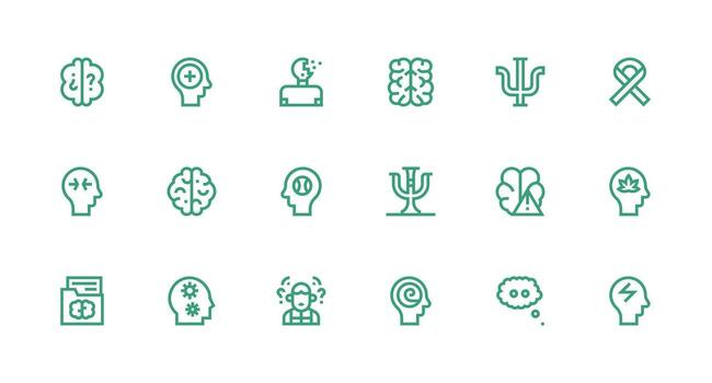 mental icono colección con 18 fuerte carrera línea diseños completamente editable icono conjunto para web vector