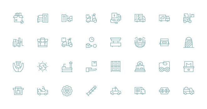 32 Icons for Logistics in Thin Line Format Icon Pack for UI vector