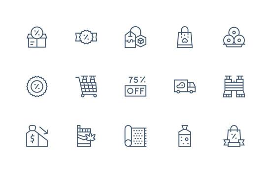Wholesale Icon Set with 15 Regular Line Graphics Display Icon Pack vector