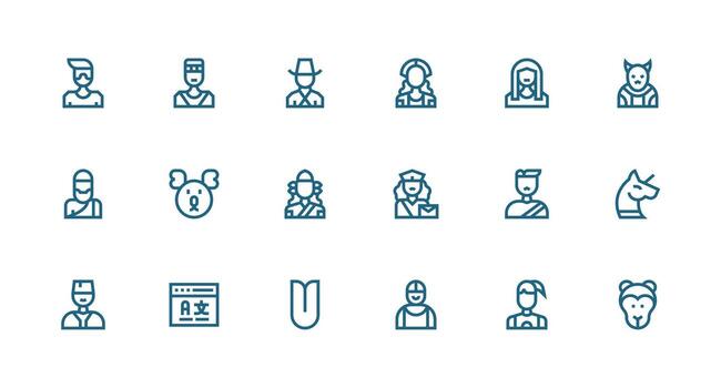 fuerte carrera línea estilo personaje íconos con 18 vectores moderno icono conjunto