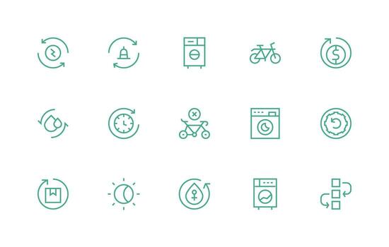 15 Regular Line Style Icons from Cycle Collection Reusable Icon Set vector