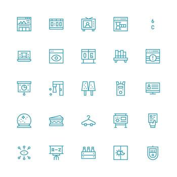 monitor conjunto con 25 medio carrera contorno íconos completar icono haz para web diseño vector