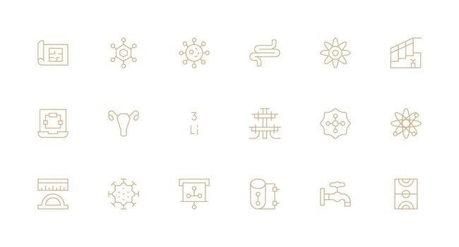 Diagram featuring 18 Icons in Minimal Line Design Icon Set for Web vector