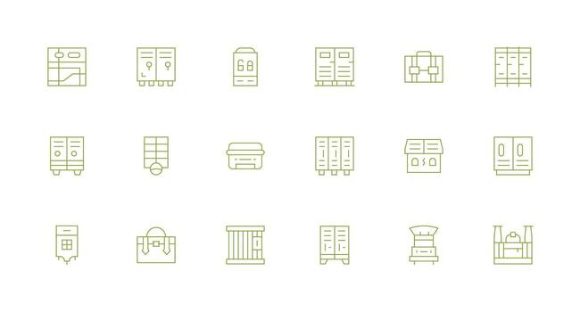Locker Set with 18 Minimal Line Icons Smart Icon Collection vector
