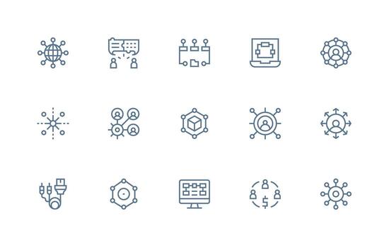 15 regular línea diseños para conexiones íconos usuario interfaz íconos para digital productos vector